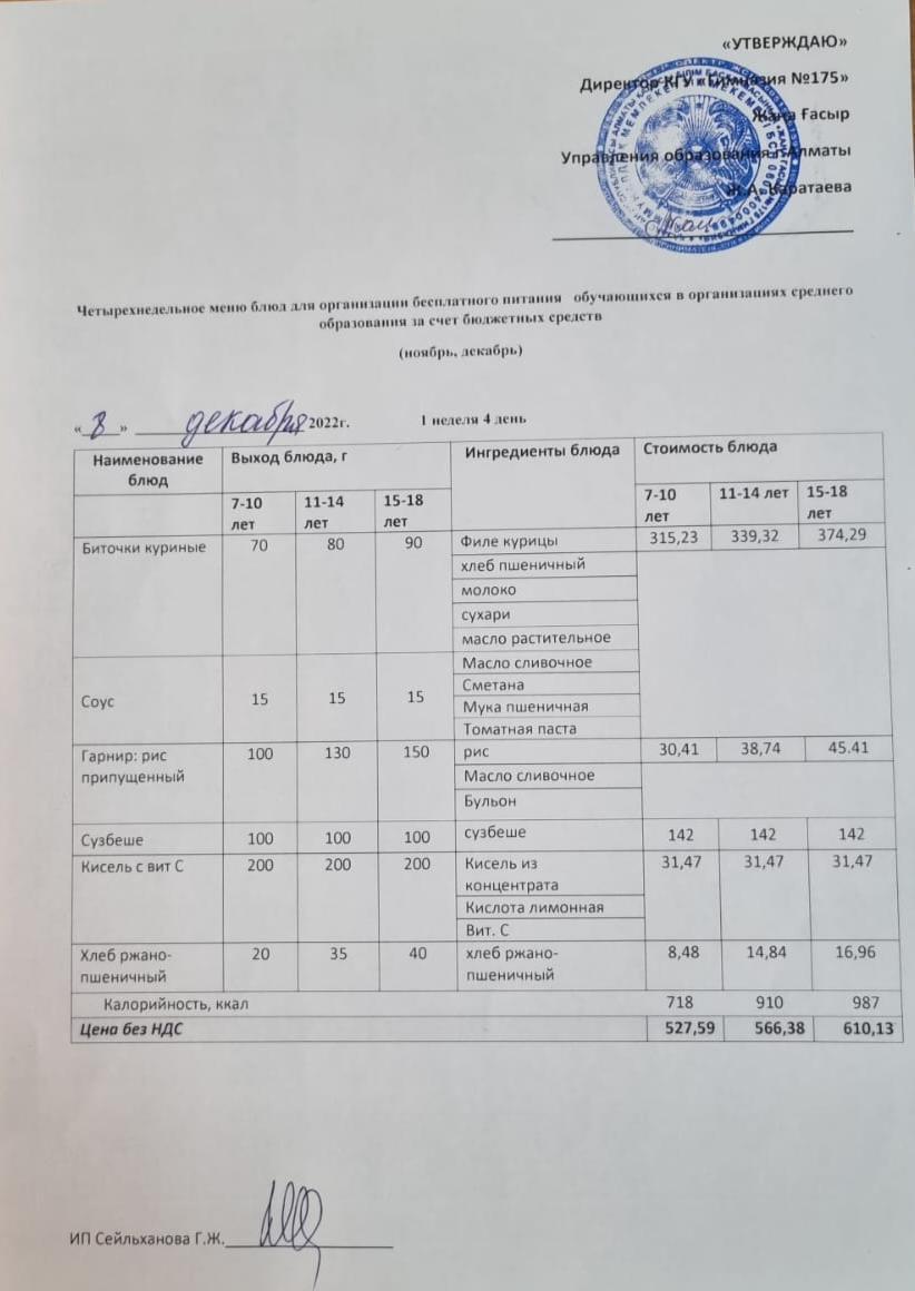 Ас мәзірі 2022-2023